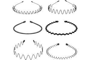 ZHIHUITL Cerchietto Capelli Metallo per Uomo e Donna,6 Pcs Fascia per Capelli Ondulata,Non-slip Teeth Hairband,Multiplo Stile,Adatto per Sport/Yoga/Dancing/Trucco