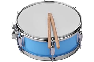 Btuty 12inch Snare Drum Head with Drumsticks Shoulder Strap Drum Key for Student Band (Light Blue)