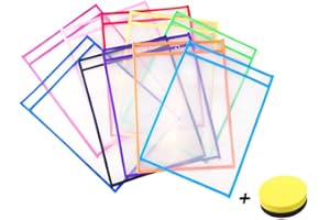 HGGZEG Lot de 10 pochettes effaçables à sec, réutilisables - pour fournitures de bureau et d'enseignement