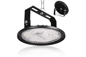 JBdusn UFO Projecteur LED Industriel 100W, High Bay Eclairage Atelier avec Support 10000LM UFO Lampe Atelier 6500K, IP65 Étanche Éclairage de Plafond LED pour Garage Entrepôt Atelier Sous-sol Usine