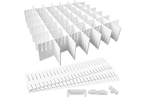 GIAK Schubladenteiler Schubladeneinteiler 16 Stück Schubladentrenner Verstellbar Schubladen Ordnungssystem Weiß Trennwände, verstellbar Für Schrank Unterwäsche Socken DIY Schreibtisch Organizer