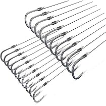 AMHDV 200-Pack Baitholder Fishing Hooks - Forged Long Shank Barbed Hooks For Saltwater & Freshwater (Size 1/0, Black)