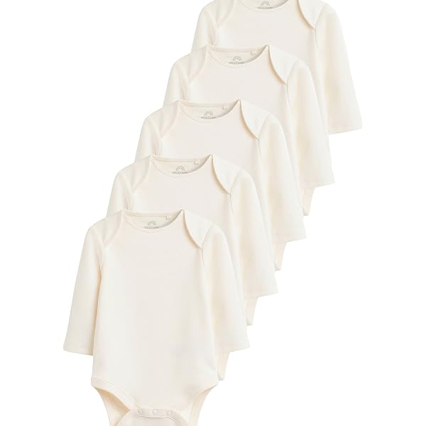 Lot De 5 Bodies Bébé Manches Longues - 100% Coton - Couleur Crème - NEXT Essential - Taille Naissance à 24 Mois - 2