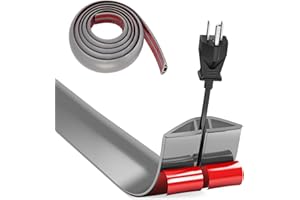 BUERPINKING Cubiertas de Suelo para Cables, 3.0M X 3cm Ancho Canaleta Cables Suelo, Pasacables Suelo, Protector de Cables para Suelo,Canal de Cable Flexible para Suelo,Cable Management para Todos Los Cables -Gris