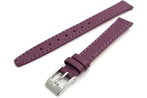 WatchWatchWatch Purple Smooth Stitched Ladies' Leather Watch Strap 12mm with Silver Buckle C088