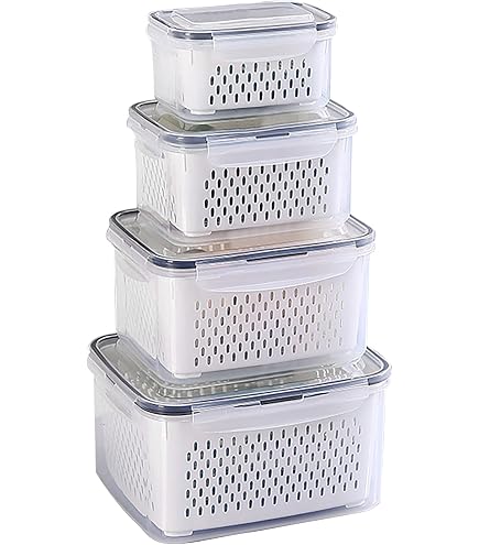 Lot De 6 Boîtes De Rangement Frigo Avec Passoire - 0,38L à 6,2L, Sans BPA, Micro-ondes Et Lave-vaisselle Safe
