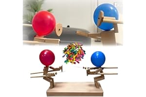 HOIDOKLY Balloon Bamboo Man Battle, 2024 New Handmade Wooden Fencing Puppets, Battaglia da uomo in bambù, gioco di combattimento per 2 giocatori, combattimento di legno con palloncini (1PCS)