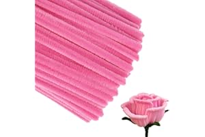 AURASKY Fil Chenille 200pcs, Cure Pipes Rose, Tiges de Fils Chenille 30cm*6mm, Chenille Loisir Creatif, Pipes Cleaner pour DIY Artisanat Décoration Fournitures