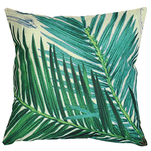 Luxbon Grün Pflanze Leinen Kissenbezug Lendenkissen Wurfkissenbezug Pillowcase Cafe Haus Auto Deko 45 x 45 cm