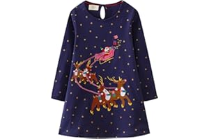 PythJooh Toddler Girl Long Sleeve Christmas Dress Kids Cotton Xmas Dreer Casual Dress for 2-7Years