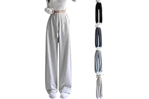 GENERIC Pantalon de survêtement ample pour filles - Jambe large - Taille haute - Élastique - Cordon de serrage - Pantalon de jogging ample et décontracté