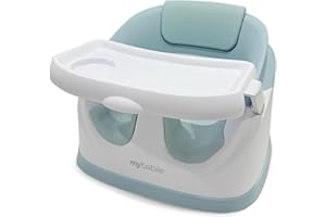 My Babiie MBHCB 2-in-1 Baby Booster Chair – Feeding and Floor Seat for Toddlers, Easy Clean, Removable Tray with Cup Holder, from 6 Months to 3 Years (15kg) – Mint Green