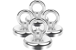 Aenienoe Silne magnesy neodymowe, wędkarstwo, 49 kg, siła ciągnąca, wytrzymałe, bardzo mocne magnesy, przemysłowy magnes do pobierania w rzece i ratownictwie, 4 sztuki, 32 mm