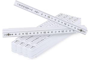 COM-FOUR® metro pieghevole 5x in plastica - metro pieghevole da 2 metri con sezioni 10 - metro metro metrico in bianco (5 pezzi - 2 metri - bianco)