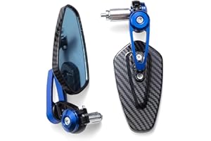 shengyi Bar End Mirrors Motorcycle Motorcycle Rearview Carbon Fiber Pattern Handlebar Modified Inverted Rear Motorbike Accessories Bar End Mirrors(Blue)