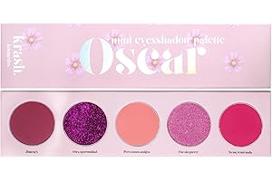 KRASH KOSMETICS Paleta de Sombras de Ojos - Mini eyEXshadow Oscar - 5 Tonos Super Pigmentados Larga Duración Mate Shimmer Glitter - Color Rosa Fucsia Granate - Espejo Incluido - Vegano y Cruelty Free
