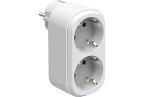 Electraline 55094 Prima Dubbeladapter 2 Uttag 16A (2P+E) Schuko Front, 2 Schuko Uttag Grenuttag