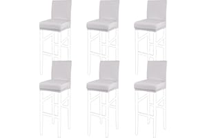 PiccoCasa Set of 6 Bar Stool Covers with Elastic Bottom, Stretch & Removable Dining Chair Covers for Pub Counter - Spandex Height Side Chair Covers Protector Slipcovers Silver Grey