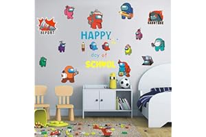 HGTC Among Us Wall Stickers 21Pcs / Sheet for Bedroom Wall Decals Happy Day of School for Wall Decor for Kids Computer Desk Wall Impermeables Hot Game Stickers para portátiles Botellas de agua