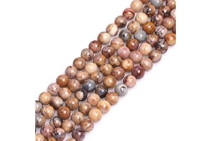 GEM-INSIDE CREATE YOUR OWN FASHION Sweet & Happy Girl's Gemstone Beads Strand Naturel Rond Marron 4 mm Venus Jasper Pierre précieuse Semi-précieuses Perles pour Fabrication de Bijoux 38,1 cm, 6mm Brown, 6mm