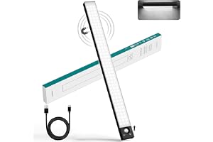 LQWELL® 84 LEDs Skåplampa Trådlös rörelsesensorlampa 42,5 cm 2200mAh Uppladdningsbar dimbar garderobslampa för kök Garderob Bokhylla Sovrum (Svart, 2 STK)