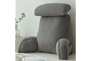 FEAW Lesekissen mit Armlehnen,Rückenkissen für Sofa,Bücherkissen Für Bett,mit Abnehmbarer Nackenrolle,Sitzstützkissen Zum Entspannen,Spielen,Lesen,Fernsehen