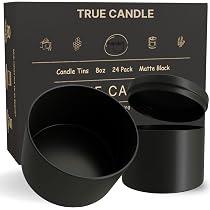 True Candle - 24x Premium Matte Black Candle tins 8 oz | Colored ...