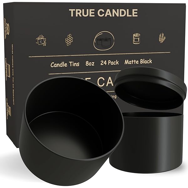 thumbnail image 2 of 24-Pack Teal Candle Tins 8 Oz With Lids - Marble Print Containers For DIY 2 of 6