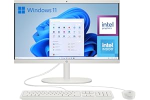 HP All-in-One 22-dg0014ns - Ordenador de 21.5" (Intel N100, 8GB RAM, 256GB SSD, Intel UHD Graphics, Windows) - White - Teclado QWERTY Español