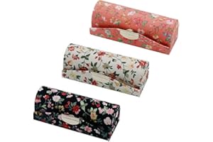 MOTORHOOK Lipstick Case Holder with Mirror, Hanyi 3 Pcs Vintage Floral Print Lipstick Holder Box for Purse