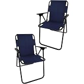 Bofigo 2 Camping Chairs Folding Chair Picnic Chair Beach Chair Navy Blue