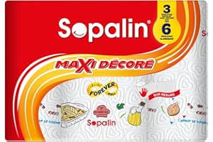 Sopalin Maxi Rouleau Décoré – x3 Maxi Rouleaux égal à 6 classiques, Double épaisseur, Demi-feuilles, Blanc