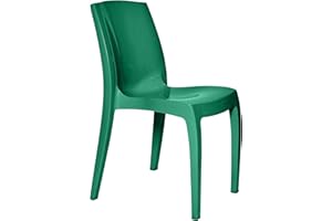 4 FRONT FURNITURE 1 x Chair Green Gloss, Stackable, Recyclable, Strong, Made in UK, Durable, Stylish, Comfortable, UV Resistant | Kitchen, Living, Dining, Office, Outdoor, Café, Restaurant, College, Hotel, Event