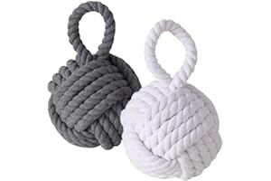 Boltze Zestaw stoperów do drzwi, węzeł jutowy, naturalny, dzianina, z dnem, 1,5 kg, z praktyczną szlufką (zestaw 2 szt.)