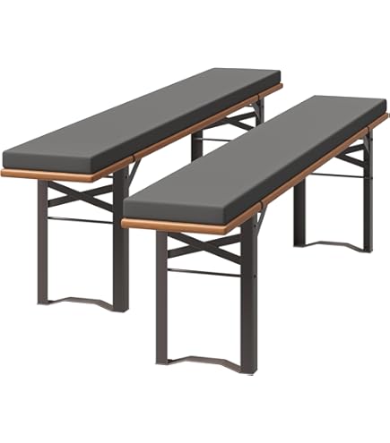 TexDeko® Garden Set van 2 bierbankkussens, gewatteerd, voor biertent, uv- bestendig, waterafstotend, 220 x 25 cm, gezellig zitkussen voor bierbank, feesttentgarnituur, antraciet TexDeko® Garden Set van 2 bierbankkussens, gewatteerd, voor biertent, uv- bestendig, waterafstotend, 220 x 25 cm, gezellig zitkussen voor bierbank, feesttentgarnituur, antraciet