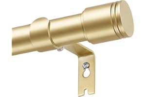 USFOOK Gold Curtain Poles for Eyelet Curtains 80 to 218 cm, Modern Metal Curtain Pole for Windows, 25 mm Adjustable Drapery Rod with Cylindrical Ends