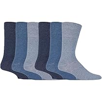 Gentle Grip 6 Pairs Non Elastic Socks in Blue for Men | UK