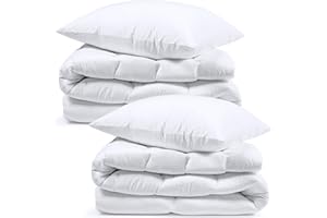 Amazinggirl Piumino tutto l'anno 135x200 cm 2 pezzi con 2 cuscini 80x80 cm - 2. scelta Coperta Trapuntata Calda Bianca in Microfibra