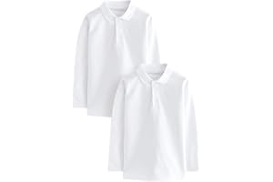 Listers Schoolwear Age 3-16 White 100% Cotton School Plain Polo Shirt Long Sleeve Childrens Boys Girls P.E.