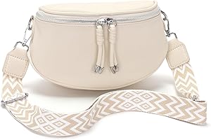 Atgbiem Sac Banane Femme Beige Sac bandouliere Femme Petit Sac a Main Femme Cuir Sacoche Femme Bandoulière