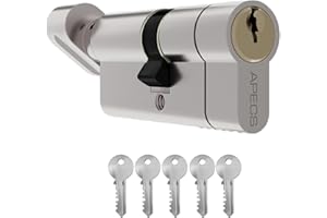 UPVCSTORE Euro Cylinder Thumb TurnDoor Lock uPVC Aluminium Timber Door Barrel 6 Pin 5 Keys (35/35 Thumb Turn)