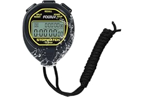 FCXJTU Digital Waterproof Stopwatch, 20/30/60 Rounds Split Memory, Stopwatch, No Clock, No Calendar, No Alarm, Simple Silent Large Display for Swimming