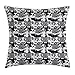 Produktbild Bulldog Throw Pillow Cushion Cover, Pattern with English Bulldog European Gentleman and Punk Characters, Decorative Square Accent Pillow Case, 18 X 18 inches, Grey Black and Pale Grey