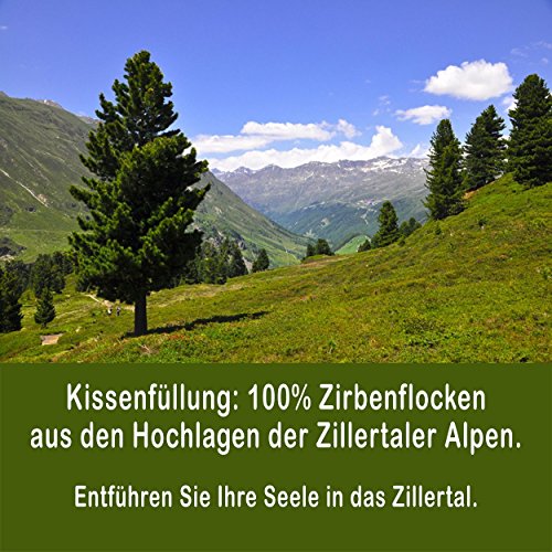 Hilfe bei Schlafstörrungen, Wetterfühligkeit und Kopfschmerzen. Zirbenkissen 20 x 30 cm, deutsche Handarbeit (Grün) - 4