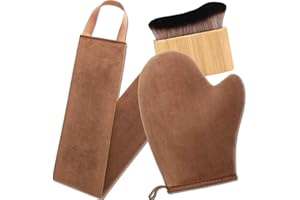 Yamobi 3 Pack Selbstbräuner Handschuh Set Self Tan Handschuhe mit Selbstbräuner Rücken Applikator,Selbstbräuner Pinsel Bräunungshandschuh für Selbstbräuner Tanning