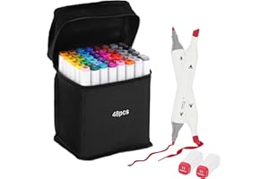 KEBUYE 48 Colour Alcohol Markers Set - Dual Tip Permanent Alcohol Based Marker Pens for Colouring Drawing Graphic Sketch Manga Graffiti Art Double Ended Coloured Paint Markers Pen for Adults Kids Artist