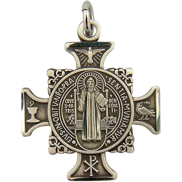 Maltese Cross Pendant Sterling Silver Saint Benedict | 1 Inch Religious ...