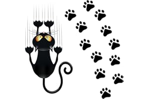 Cosysparks Adesivi per auto a forma di gatto nero, simpatici adesivi per auto a forma di gatto, divertenti adesivi per auto con 12 impronte di zampe, per decorazione auto, finestrini, porte (occhio