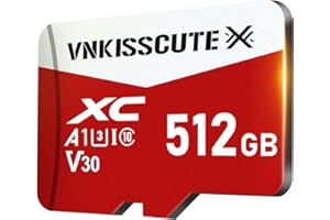 Tarjeta Micro SD 512GB, VNKISSCUTE Tarjeta de Memoria Memory Card Gran Capacidad SD Card para Cámaras, Teléfonos, Dash CAM, Tabletas