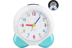 ‎AYYBBOO Ayybboo Wecker Analog Ohne Ticken, Wecker Kinder mit Snooze Licht, Großes Ziffernblatt Quarzwecker, Lernwecker für Jungen Mädchen, Geräuschlos (103Blau)